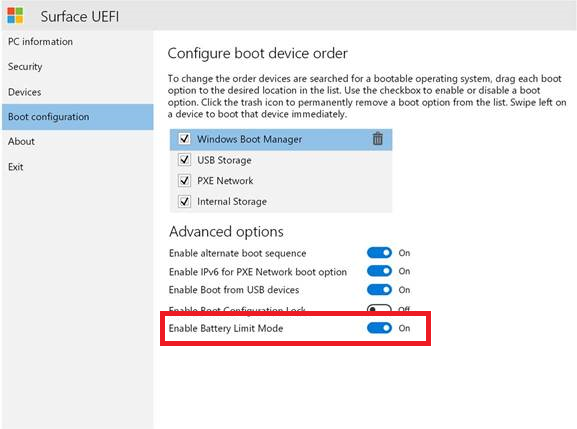 surface uefi设置