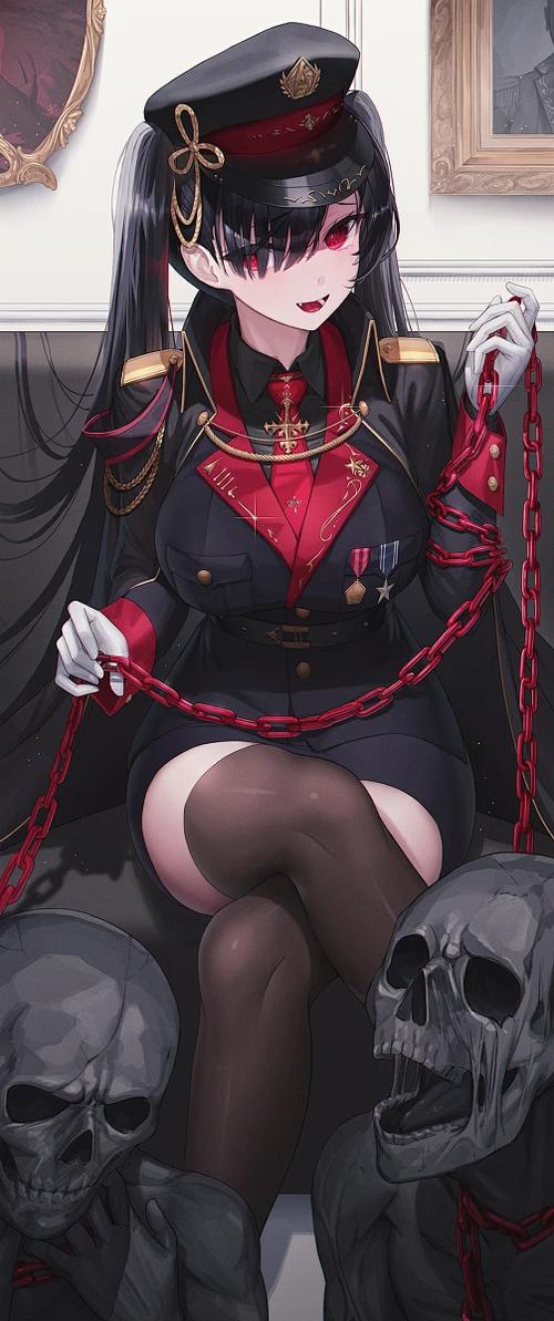 被锁链缠绕的动漫女孩图片