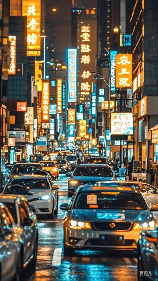 繁华的都市闪烁着霓虹灯光