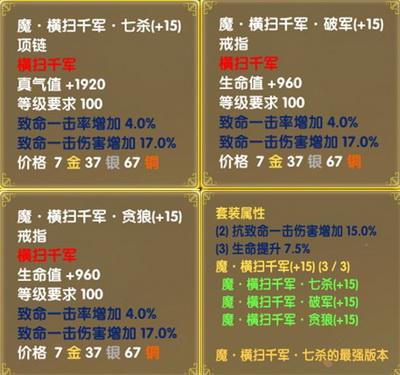 横扫千军红装属性