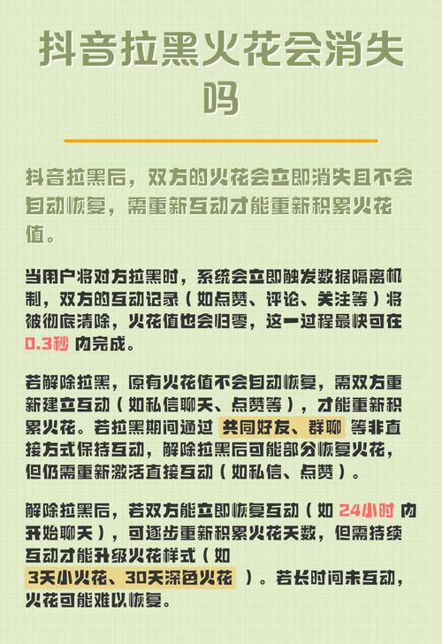 抖音拉黑一天火花会断吗