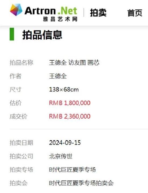 书画拍卖最高成交记录