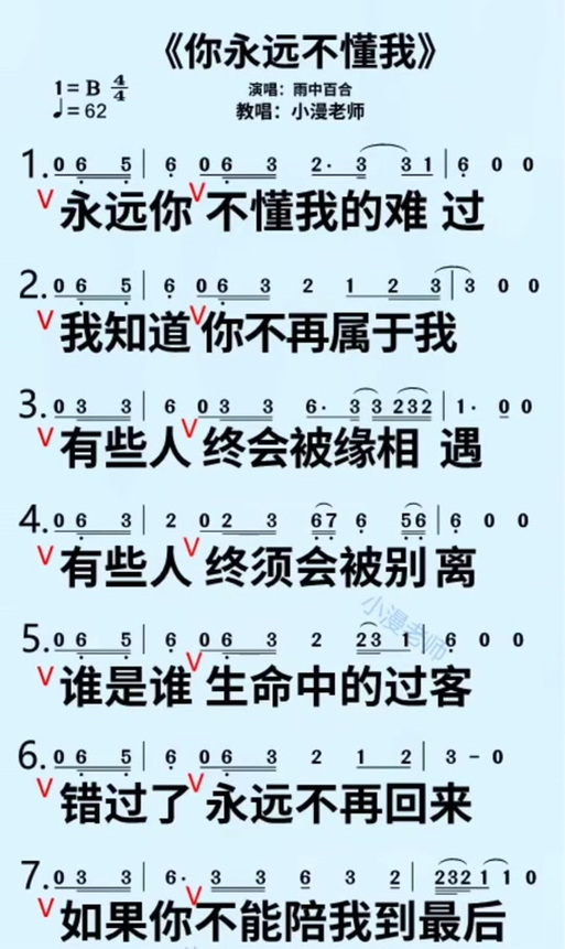 《你永远不懂我》歌词缩略图