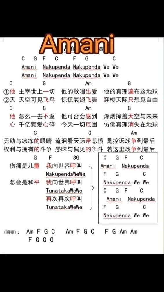Amani吉他谱