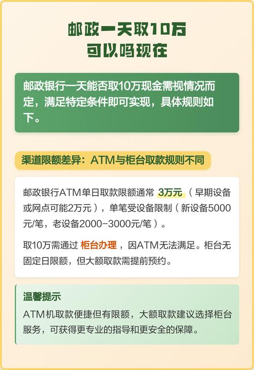 邮政一次能取10万吗