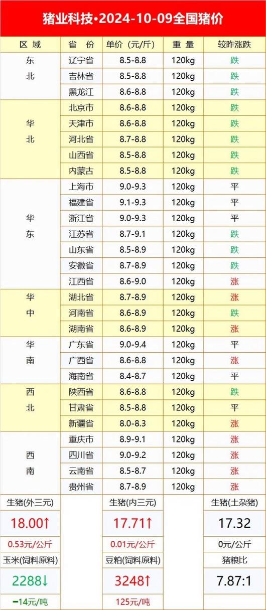 今日猪价全国表