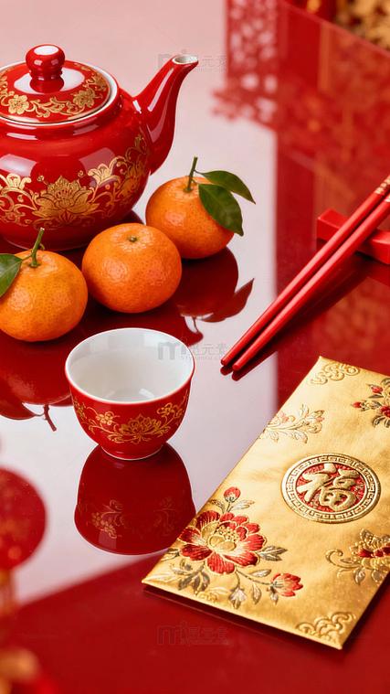 新年橘子挂红包