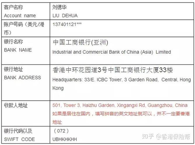 香港银行账户收款
