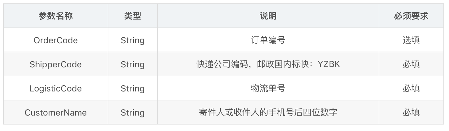 邮政单号查询快递查询接口