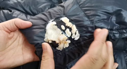 羽绒服划破了一条口子