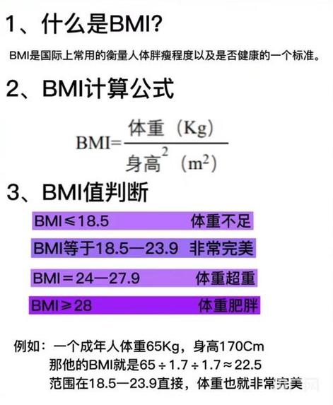 体重指数BMI计算公式