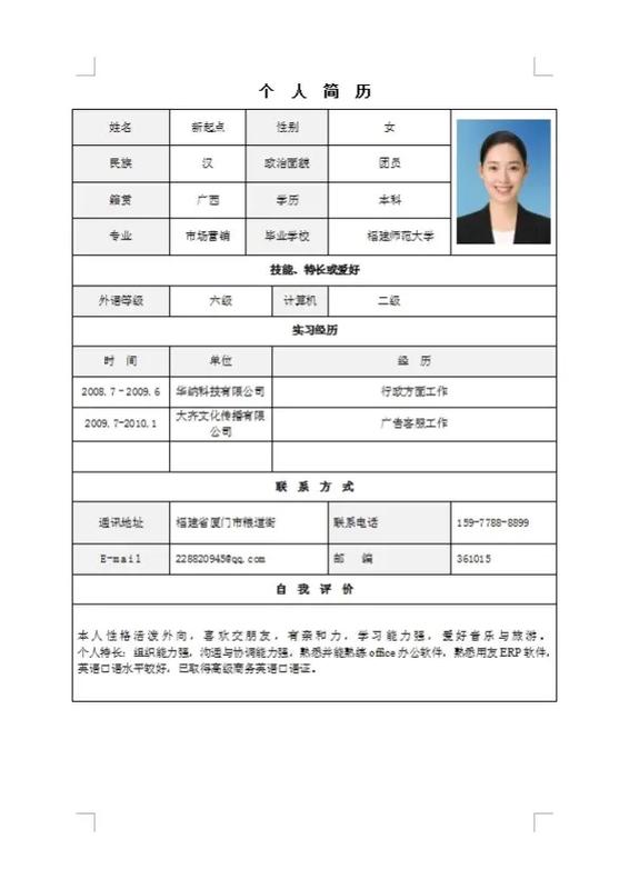 免费的个人简历模板