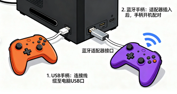 电脑有线手柄怎么连接