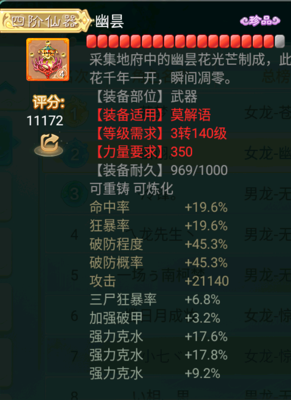 大话西游手游龙族装备属性