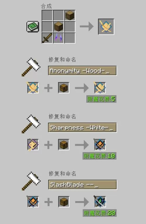 我的世界拔刀剑无名无铭合成表