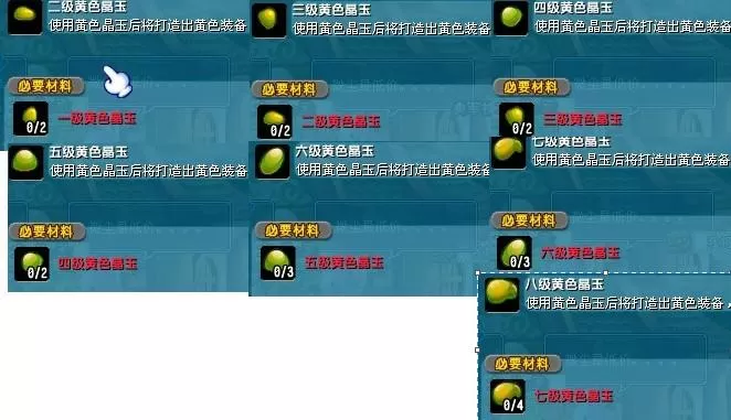 qq三国黄玉升级表