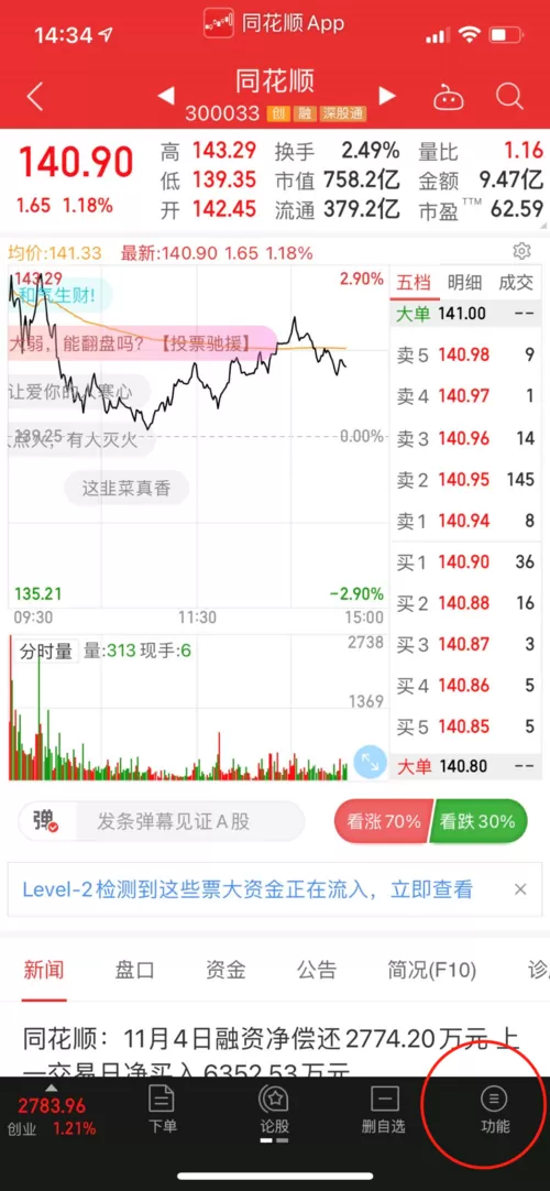 手机同花顺的k线图在哪里