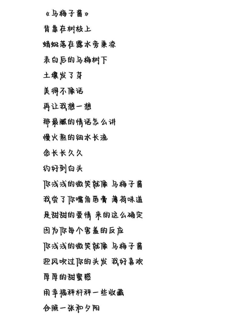 乌梅子酱歌词