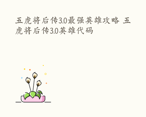 五虎将后传3.0隐藏密码