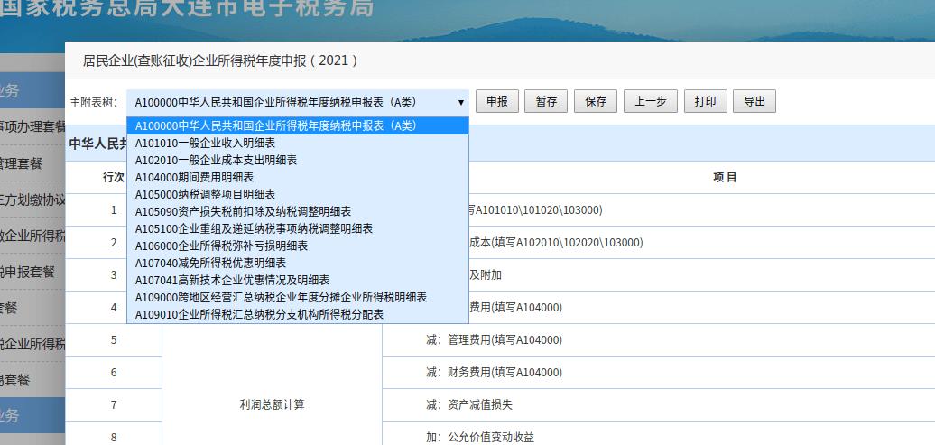 大连国税局网上申报截图