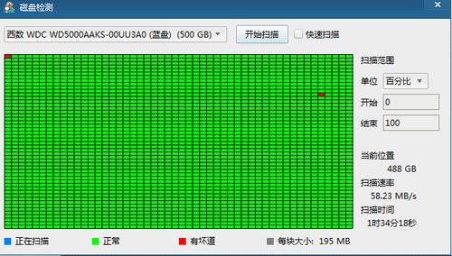 效率源硬盘坏道检测截图