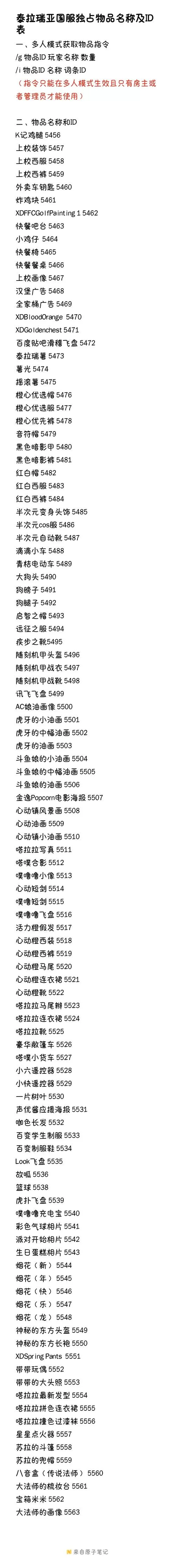 泰拉瑞亚所有物品的代码