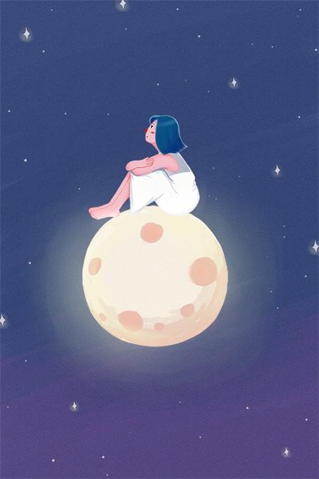 昏暗房间里孤独的女孩子