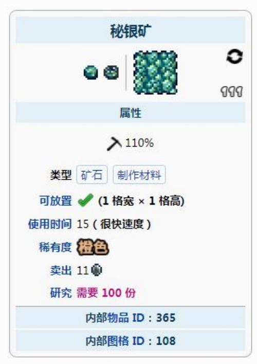 泰拉瑞亚秘银长啥样