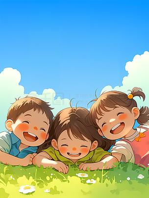三个小男孩在森林公园