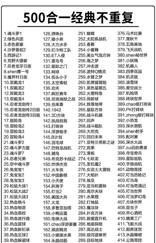 小霸王所有游戏目录截图