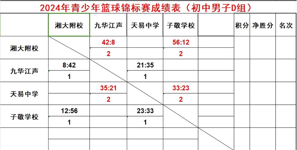 篮球比赛得分统计表