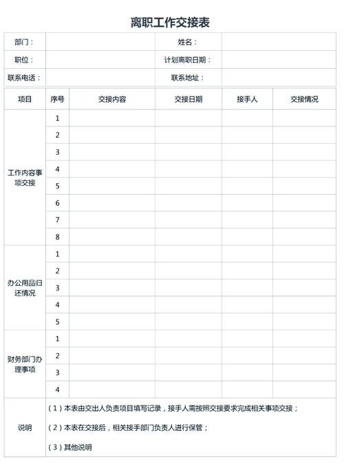 工作交接表怎么写内容