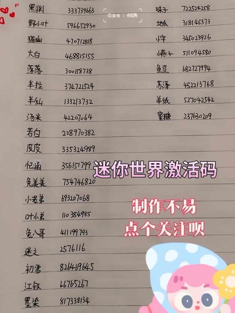 迷你世界激活码.2021年 有效最新版