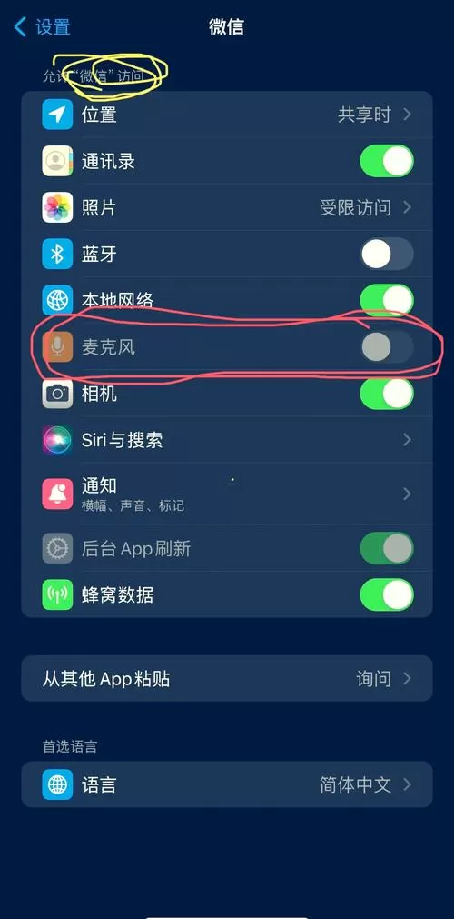 苹果12微信麦克风权限消失
