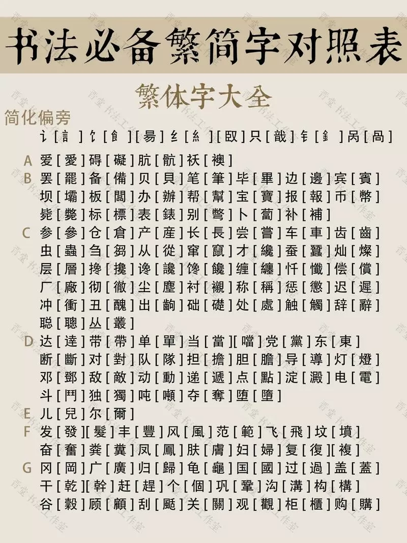 繁体字简体字3500的对照表