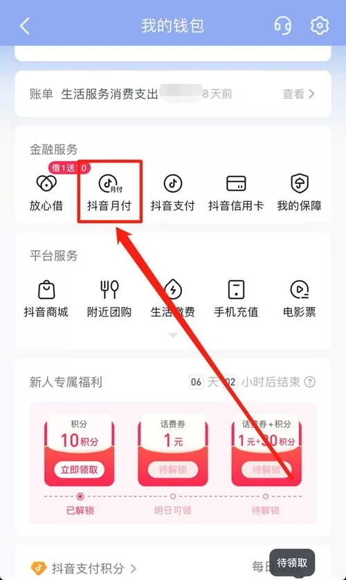 怎么把抖音月付的钱提现出来