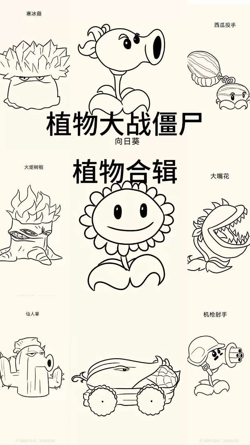 植物大战僵尸卡片简笔画