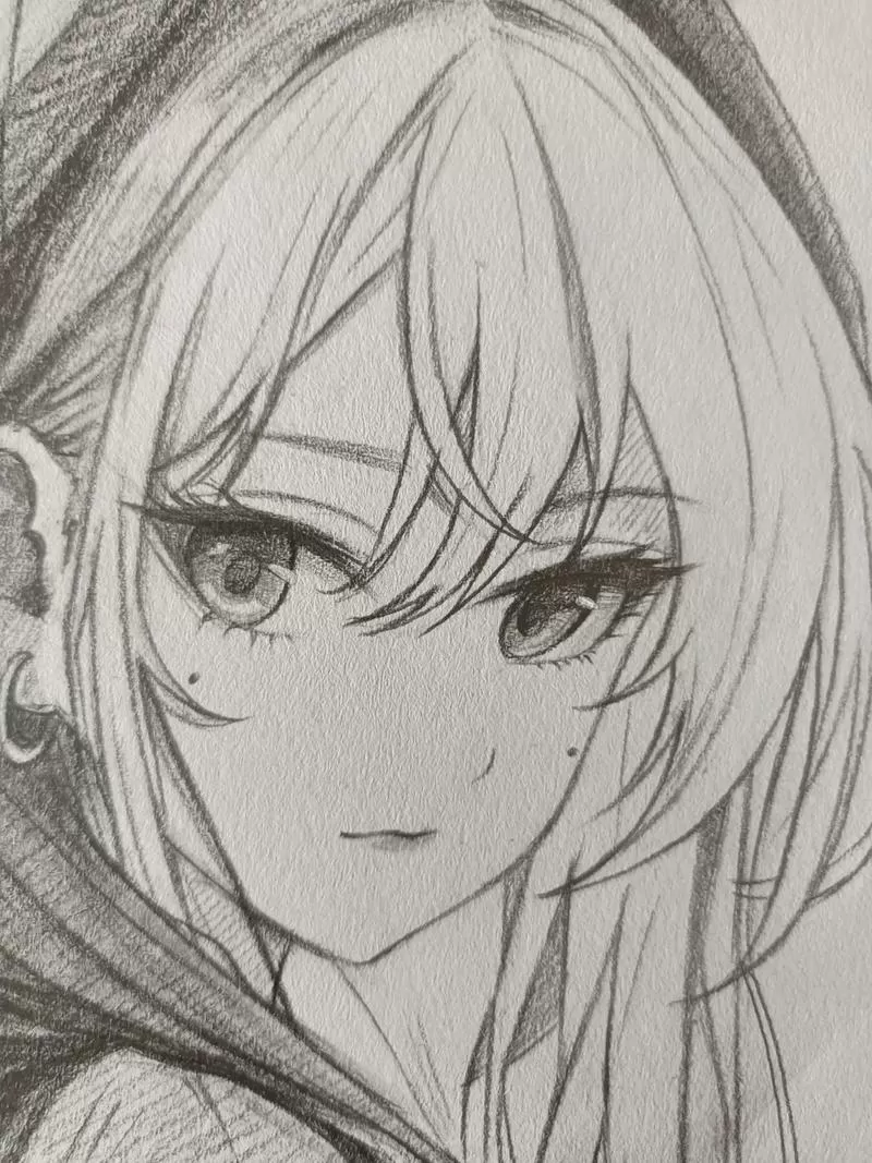 二次元少女铅笔画步骤