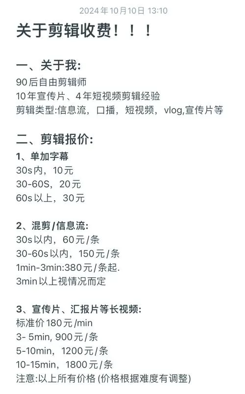 代剪辑视频一个多少钱
