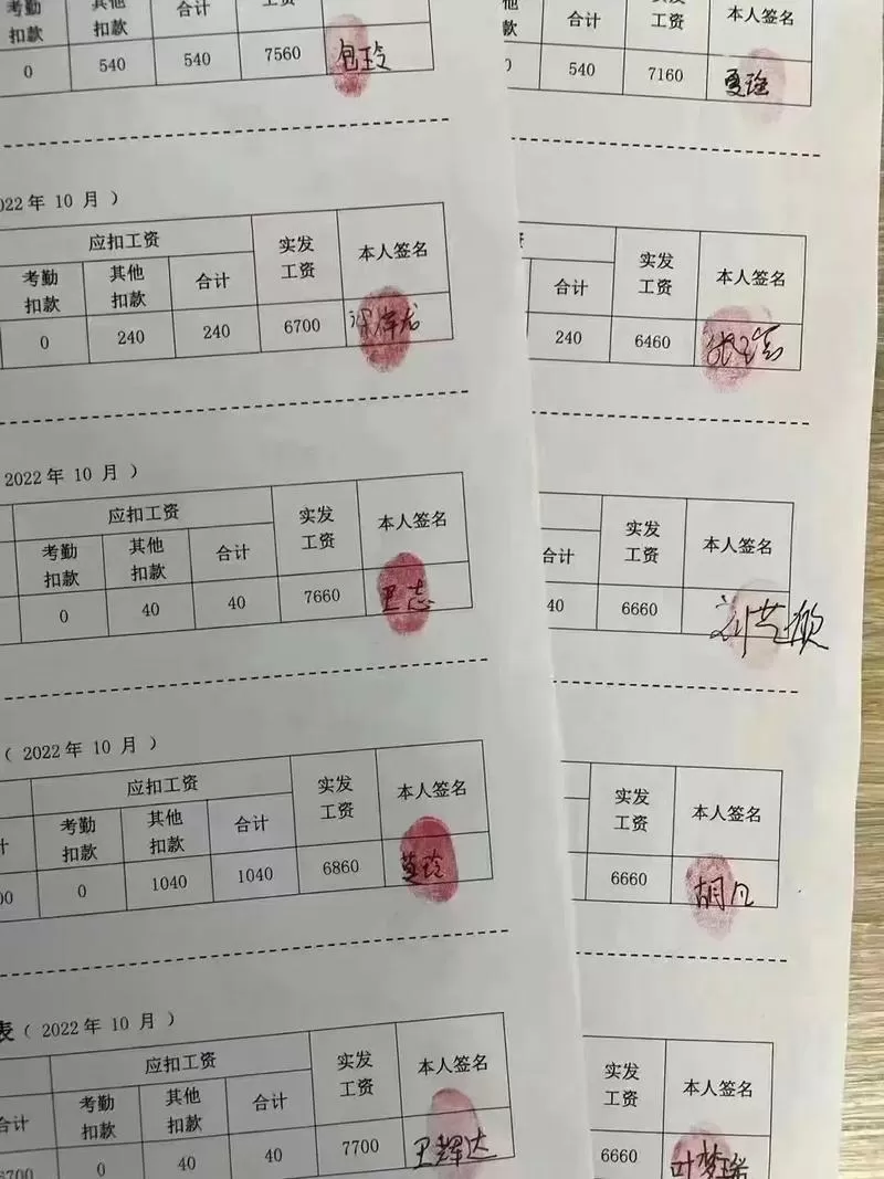 工资单截图