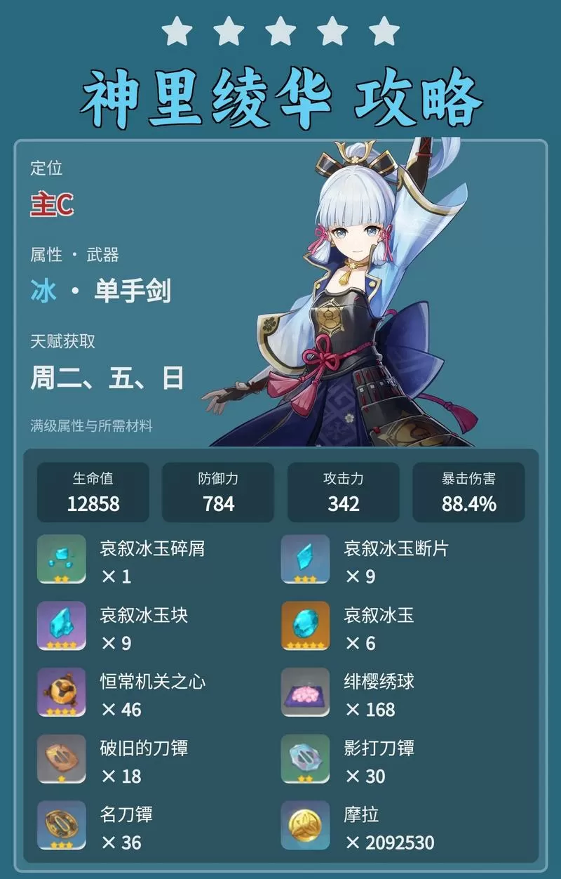 原神神里绫华突破材料怎么获得
