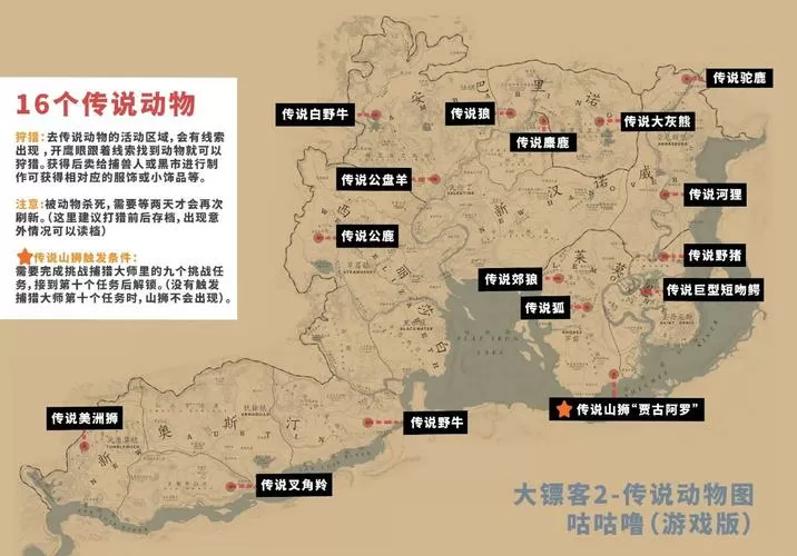 荒野大镖客2线上动物分布图