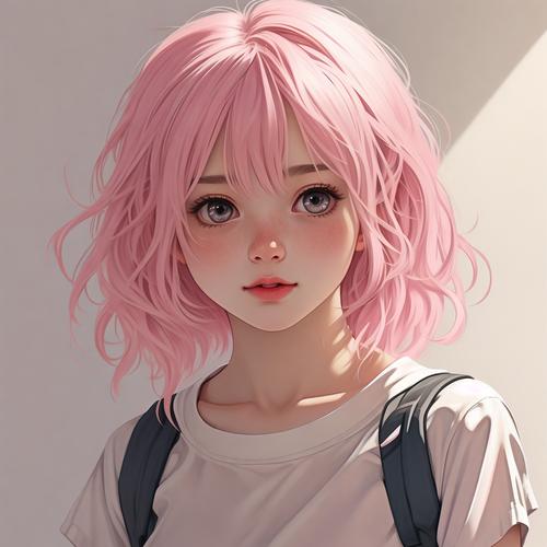 jk漫画粉头发女孩头像粉色版本