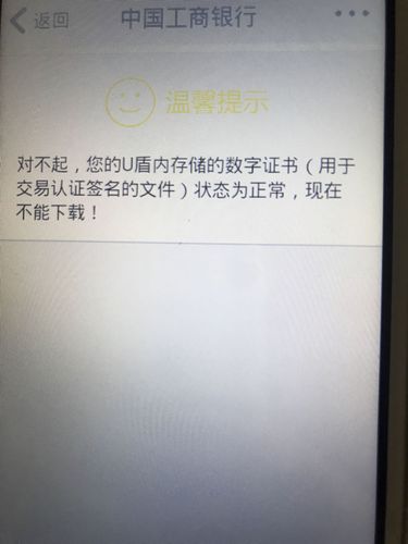 工商银行u盾证书未下载什么意思