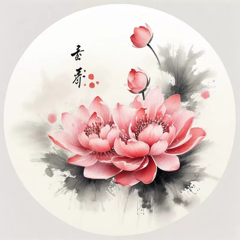 水墨画莲花图片