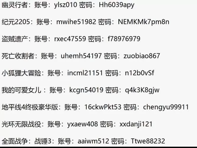 steam账号和密码大全