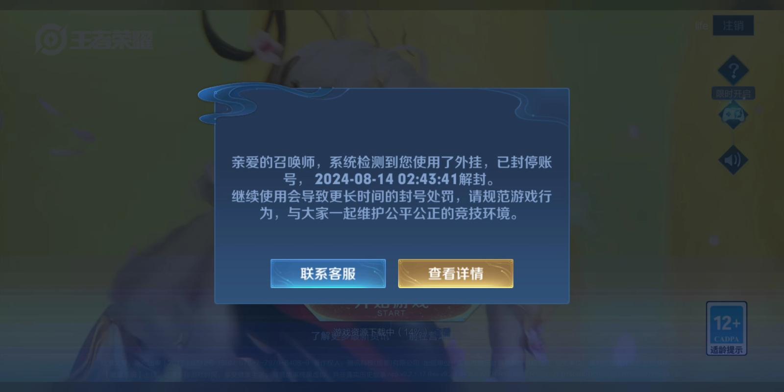 王者作弊封7天是什么意思