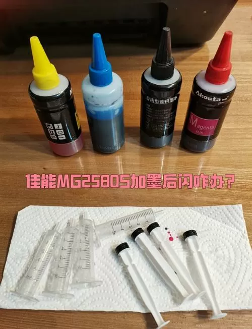 佳能打印机加墨水后灯一直闪