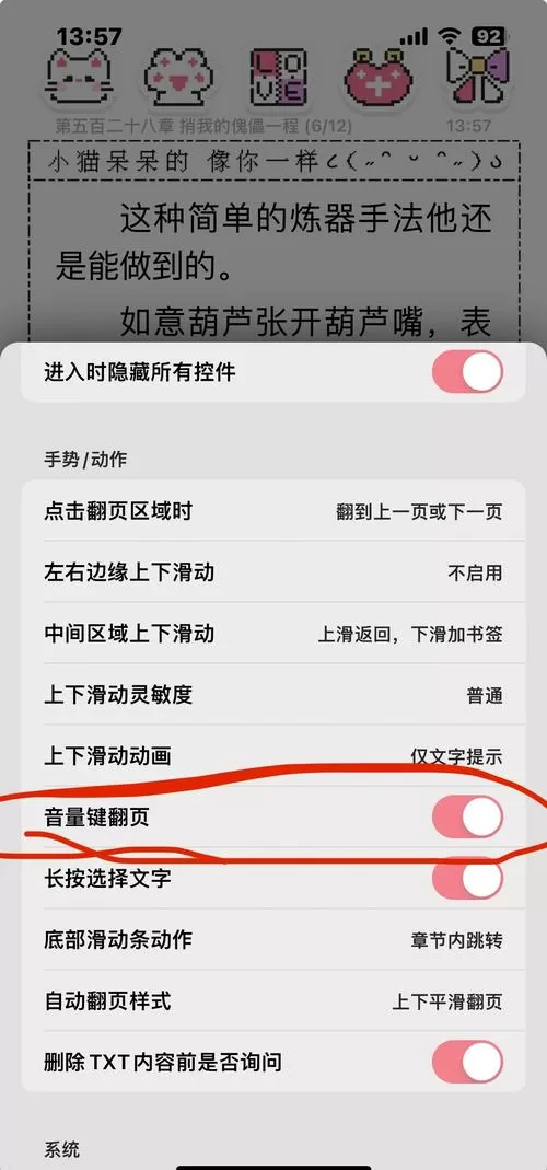 苹果看小说如何用音量键翻页