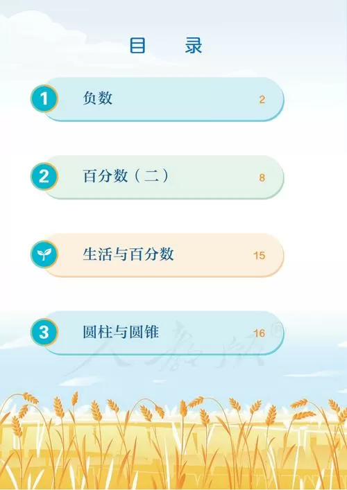 人教版六年级下册数学目录